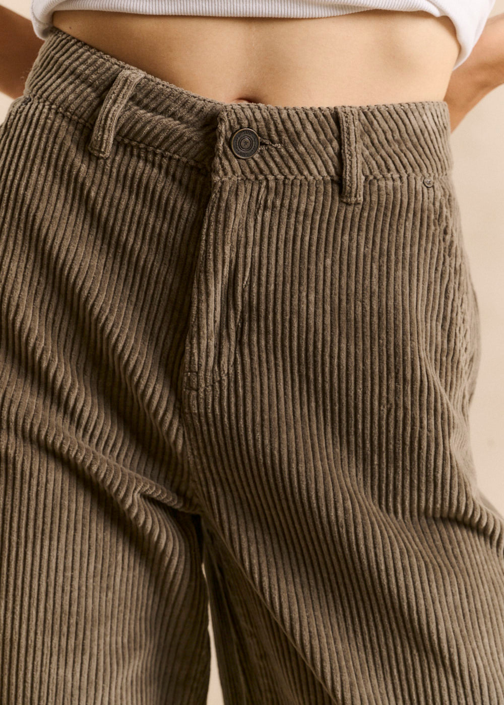 High-waisted cotton velvet wide-leg trousers - Sud Express - 5 - Sud Express