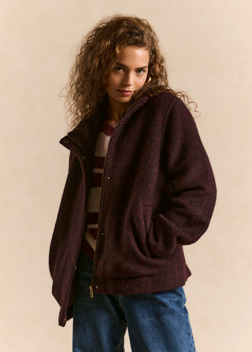 High-neck boiled wool-effect jacket - Sud Express - 1 - Sud Express