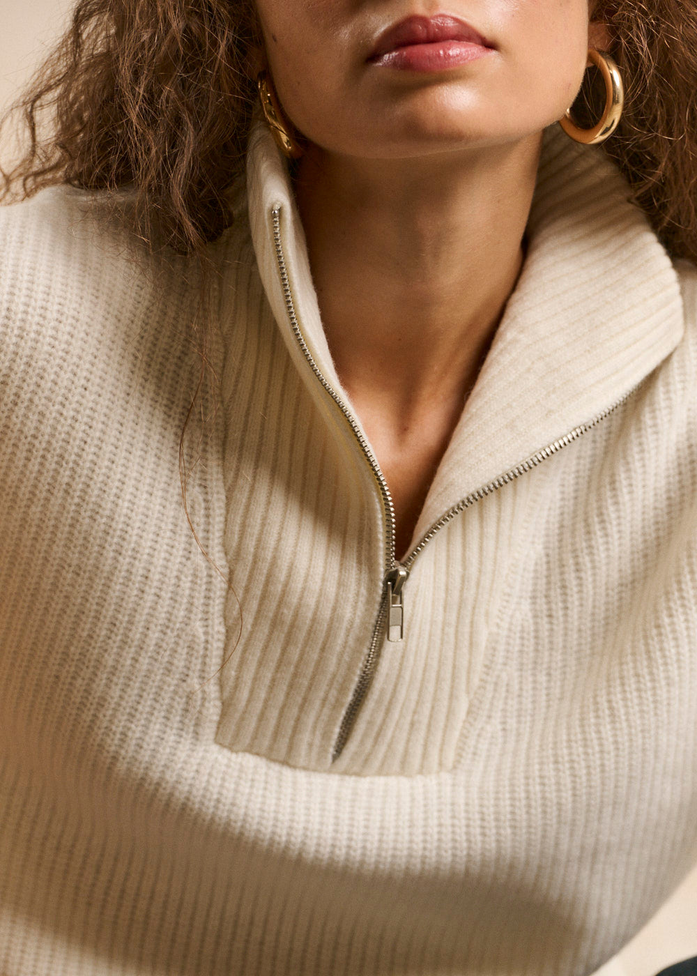Zip-up trucker collar wool sweater - Sud Express - 2 - Sud Express