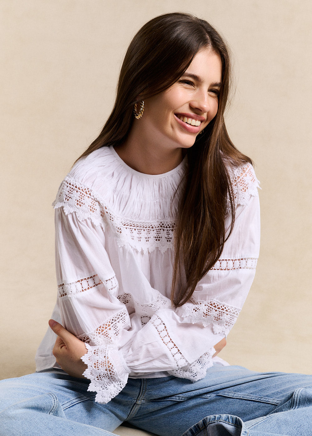 Cotton voile lace blouse - Sud Express - 1 - Sud Express
