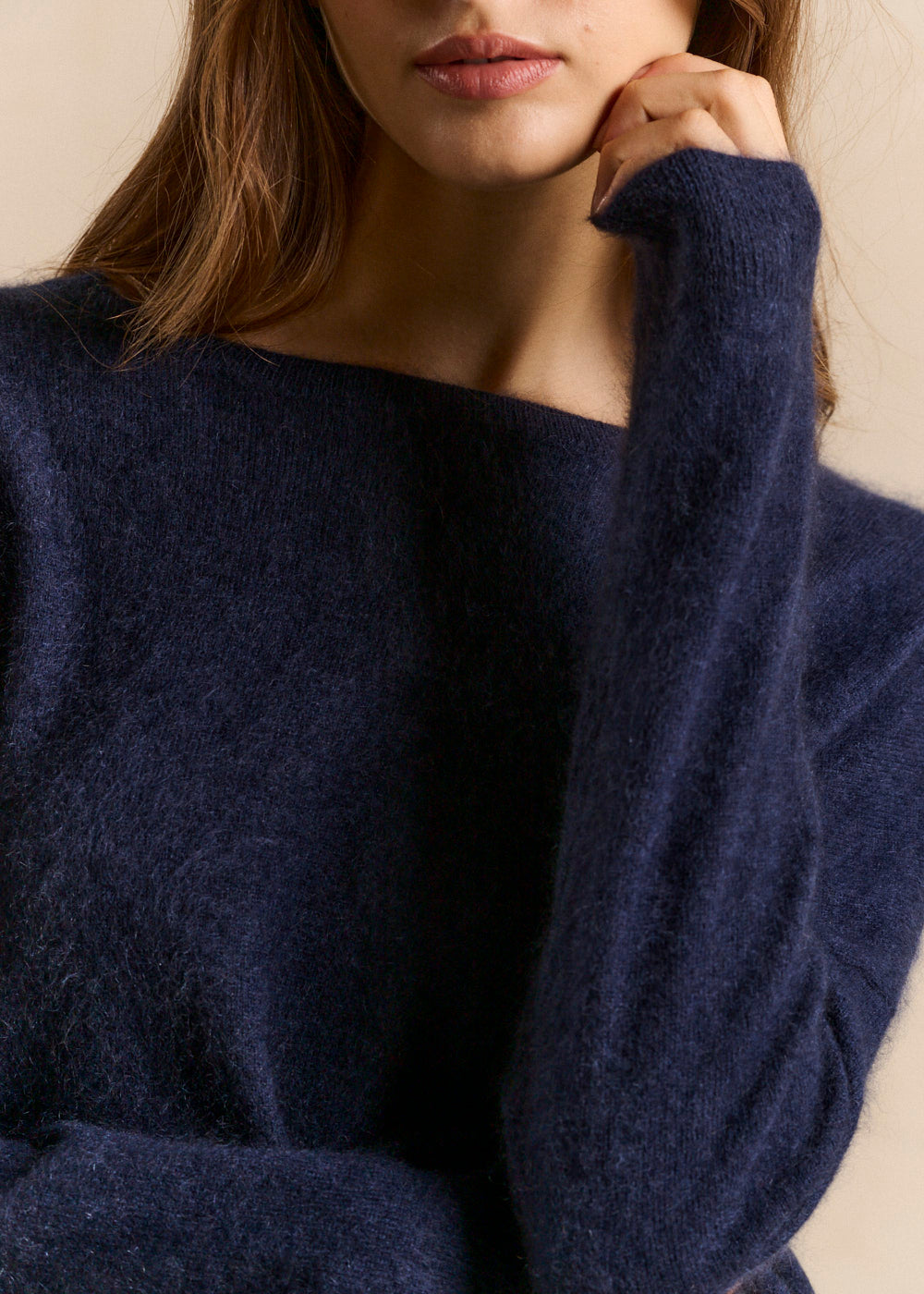 Boat neck sweater in brushed wool and cashmere - Sud Express - 2 - Sud Express