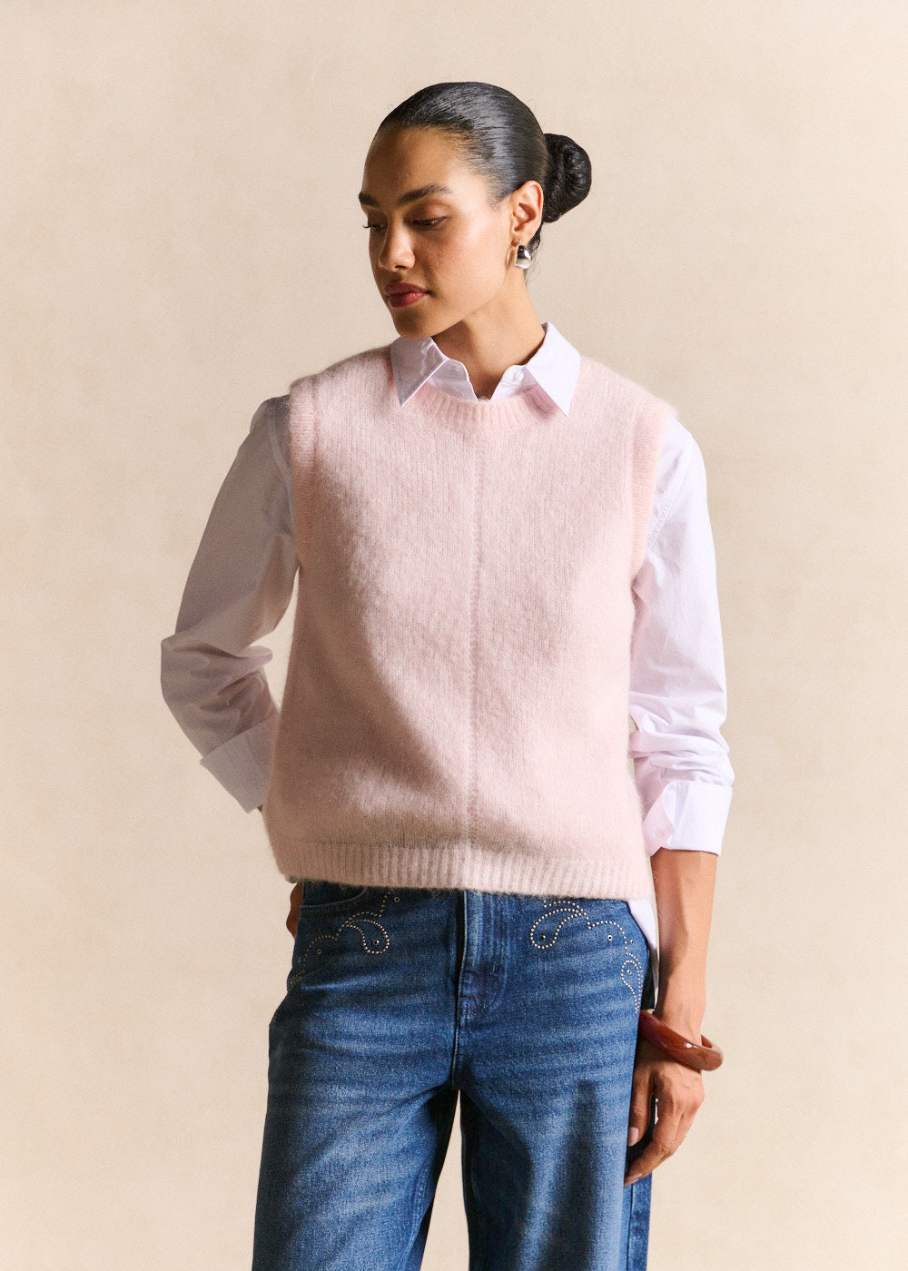 Sleeveless mohair knit vest, straight fit - Sud Express - 5 - Sud Express