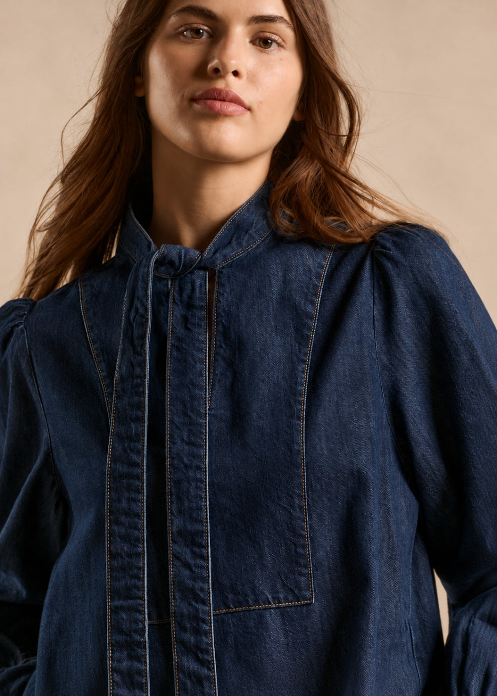 RALINIA Short denim dress with a bow - 2 - Sud Express - Sud Express