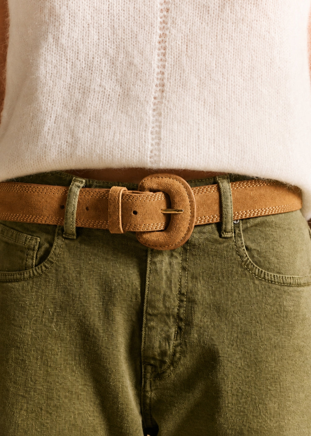 Suede-finish leather belt - Sud Express - 2 - Sud Express