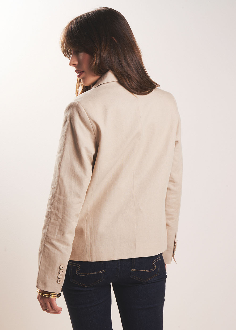 Short tailored jacket in natural fibres - Sud Express - 3 - Sud Express