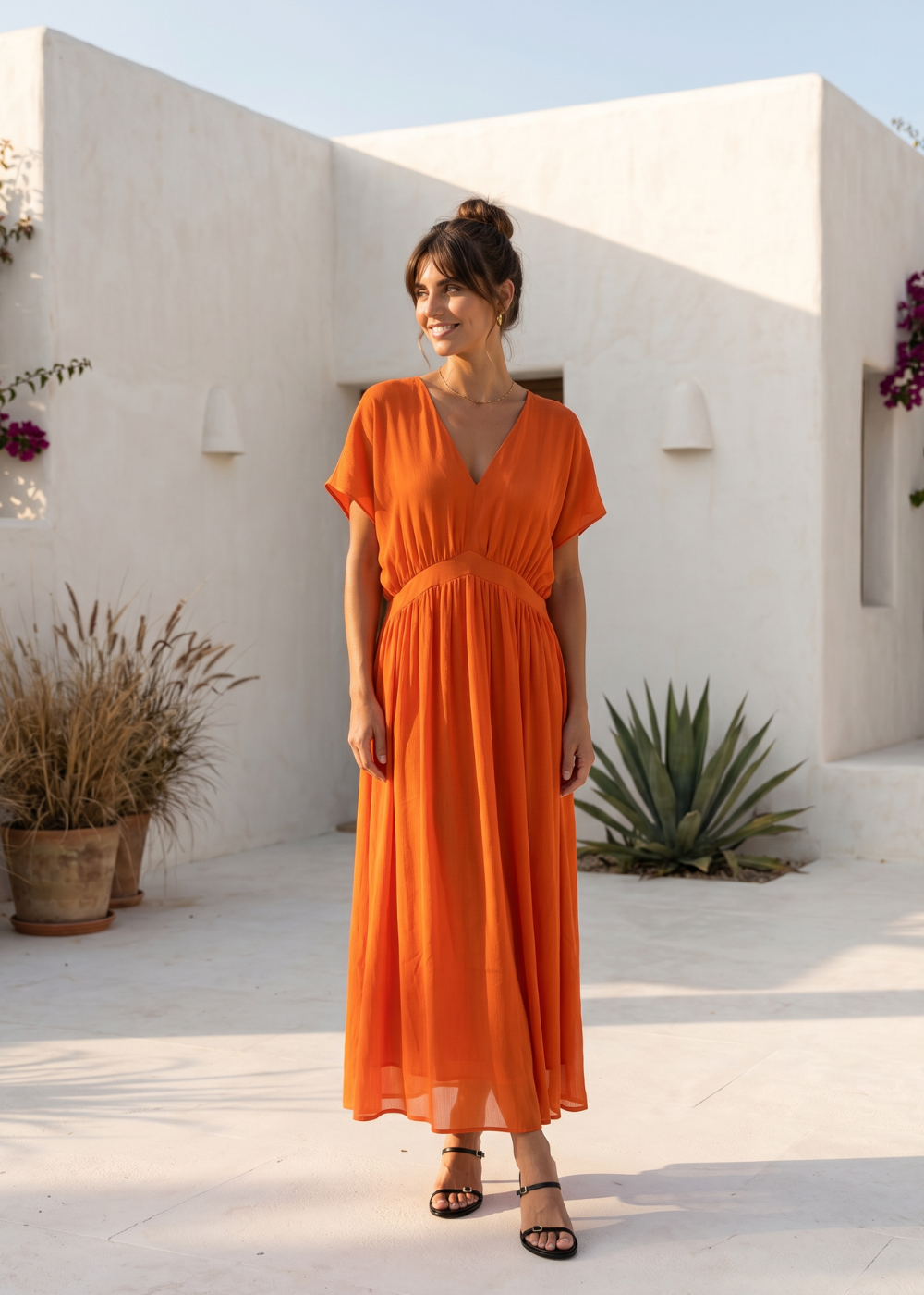 RAMELYA Long dress V neck - 1 - Sud Express - Sud Express