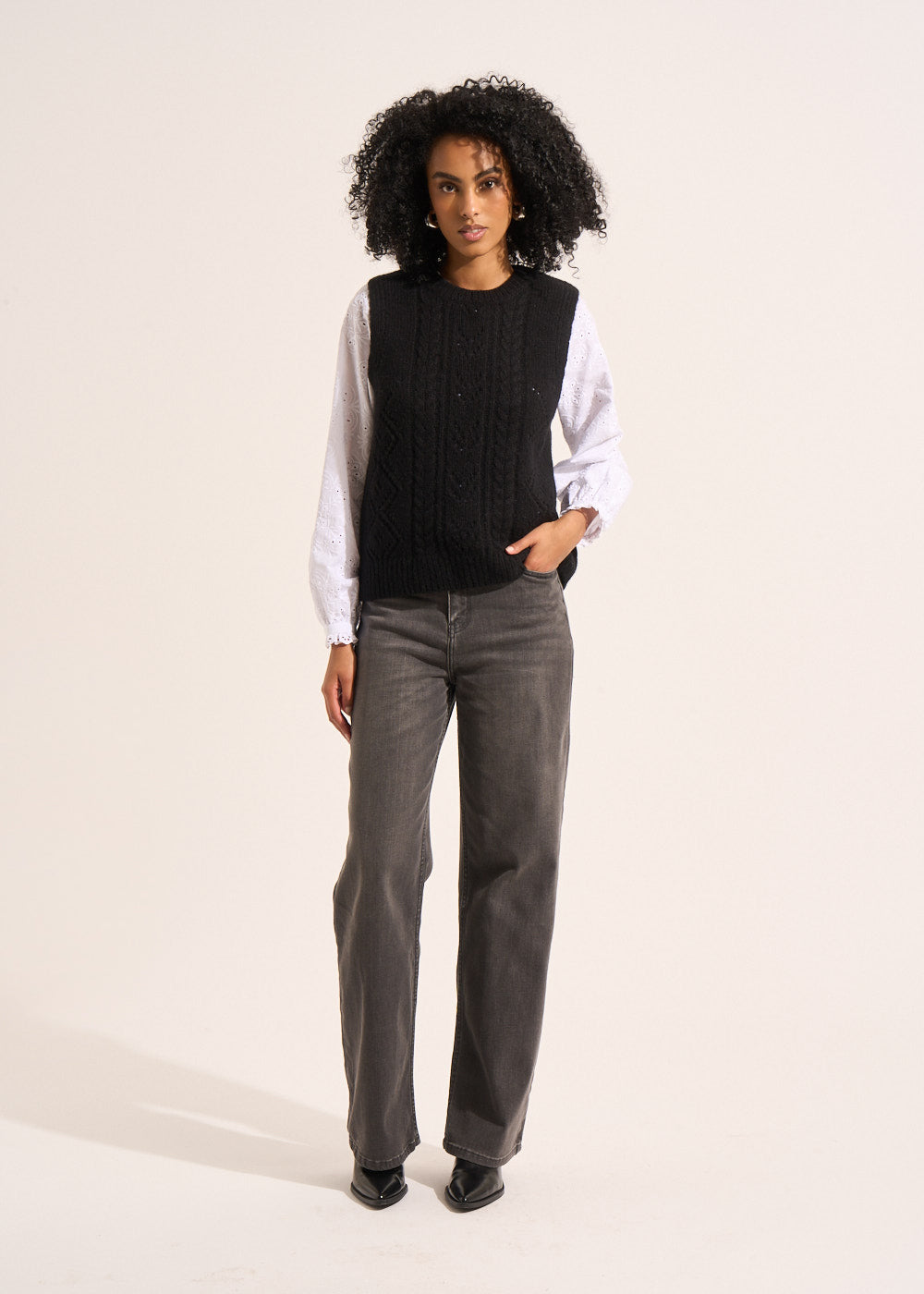 High-waisted wide-leg jeans - Sud Express - 1 - Sud Express