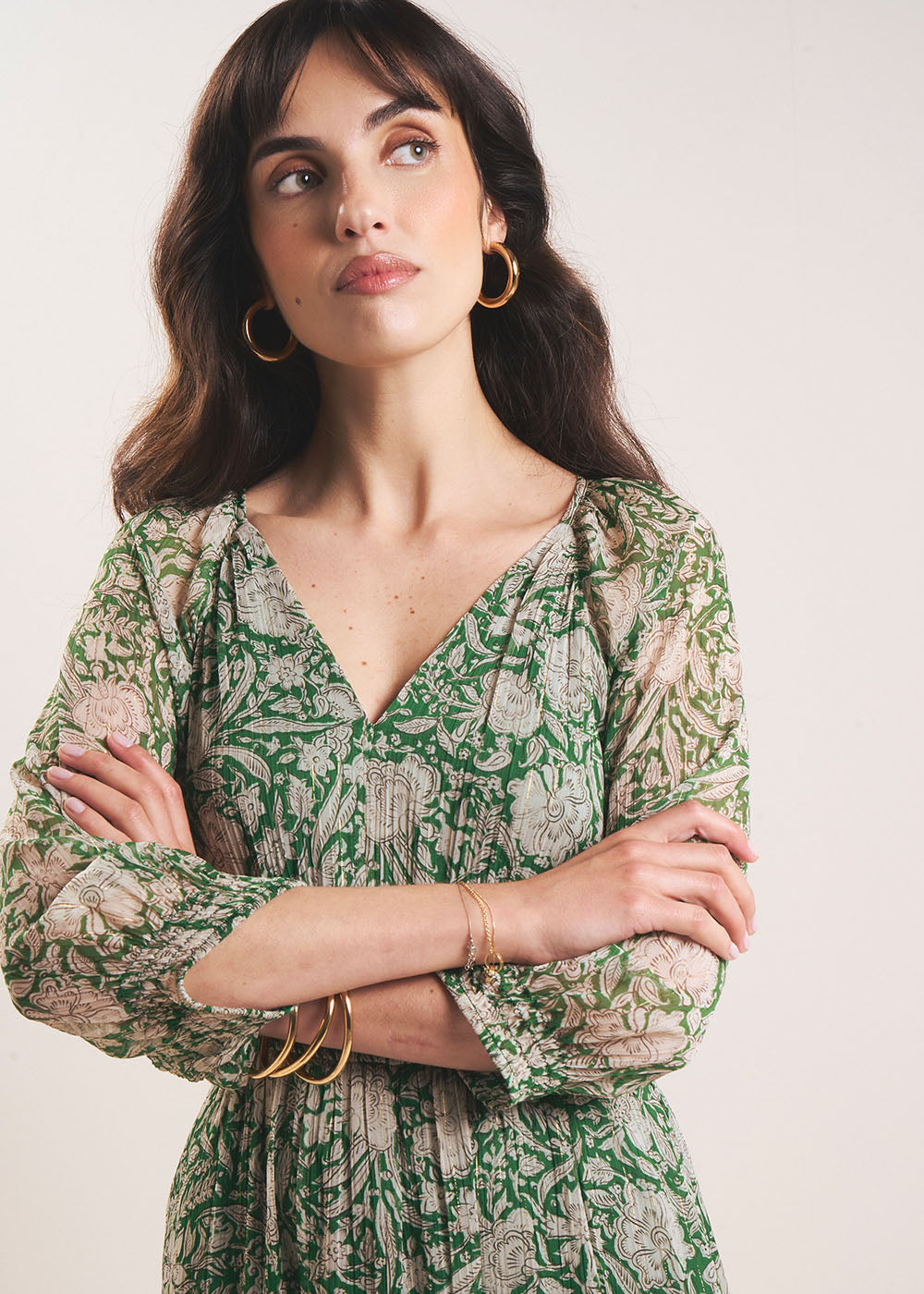 Long printed dress with ruffles - Sud Express - 5 - Sud Express