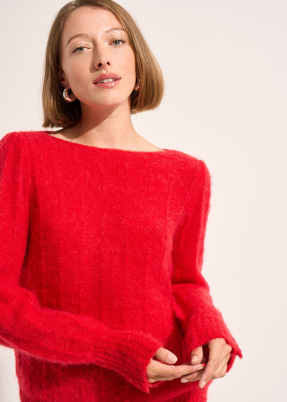Straight jumper with buttons at the cuffs - Sud Express - 4 - Sud Express