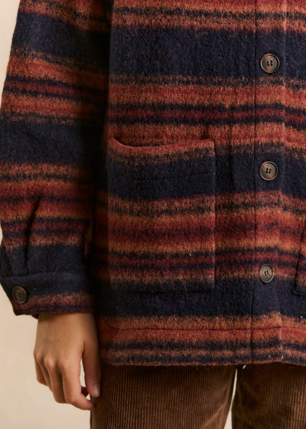 Striped wool-blend shirt jacket - Sud Express - 5 - Sud Express
