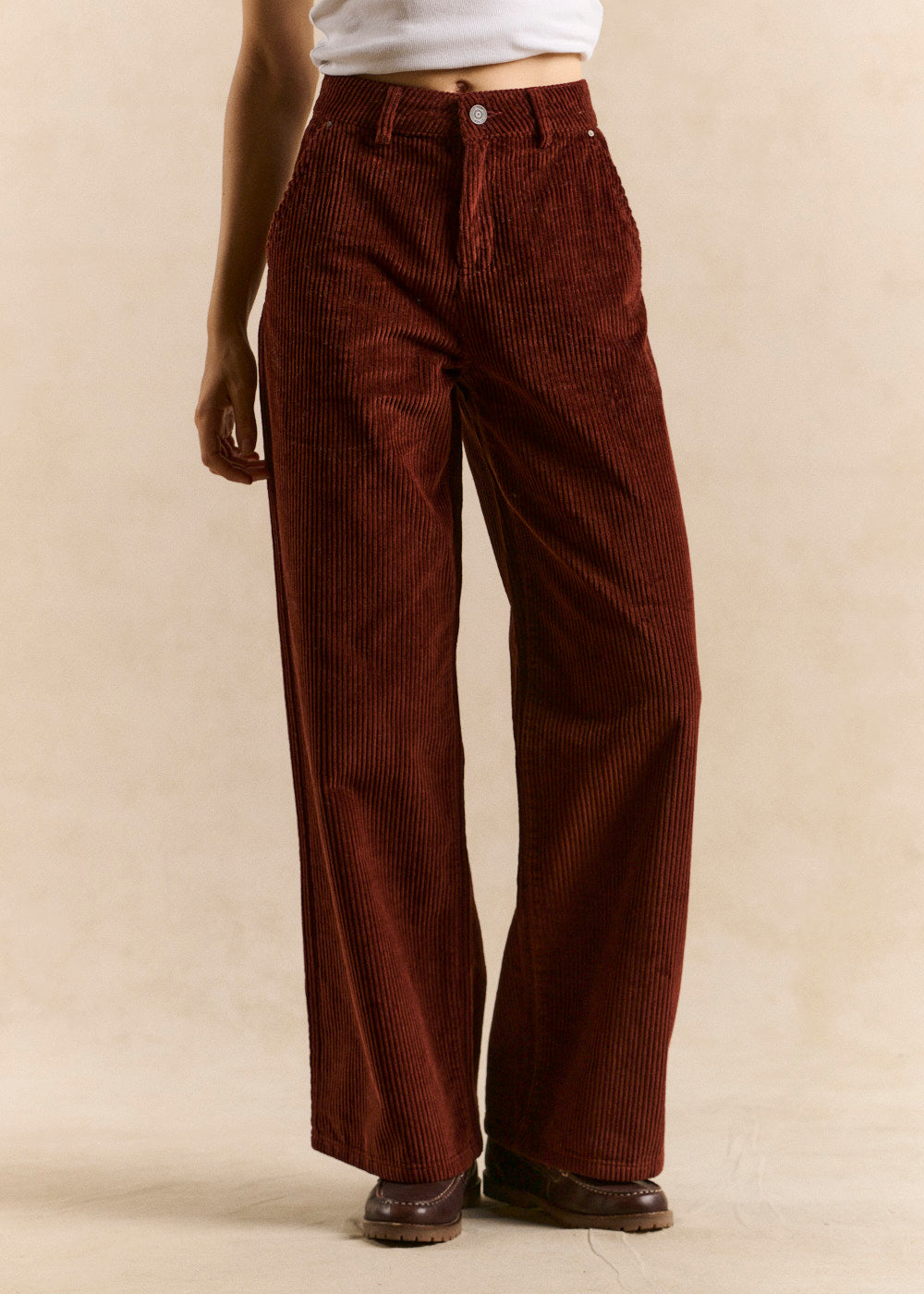 High-waisted cotton velvet wide-leg trousers - Sud Express - 1 - Sud Express