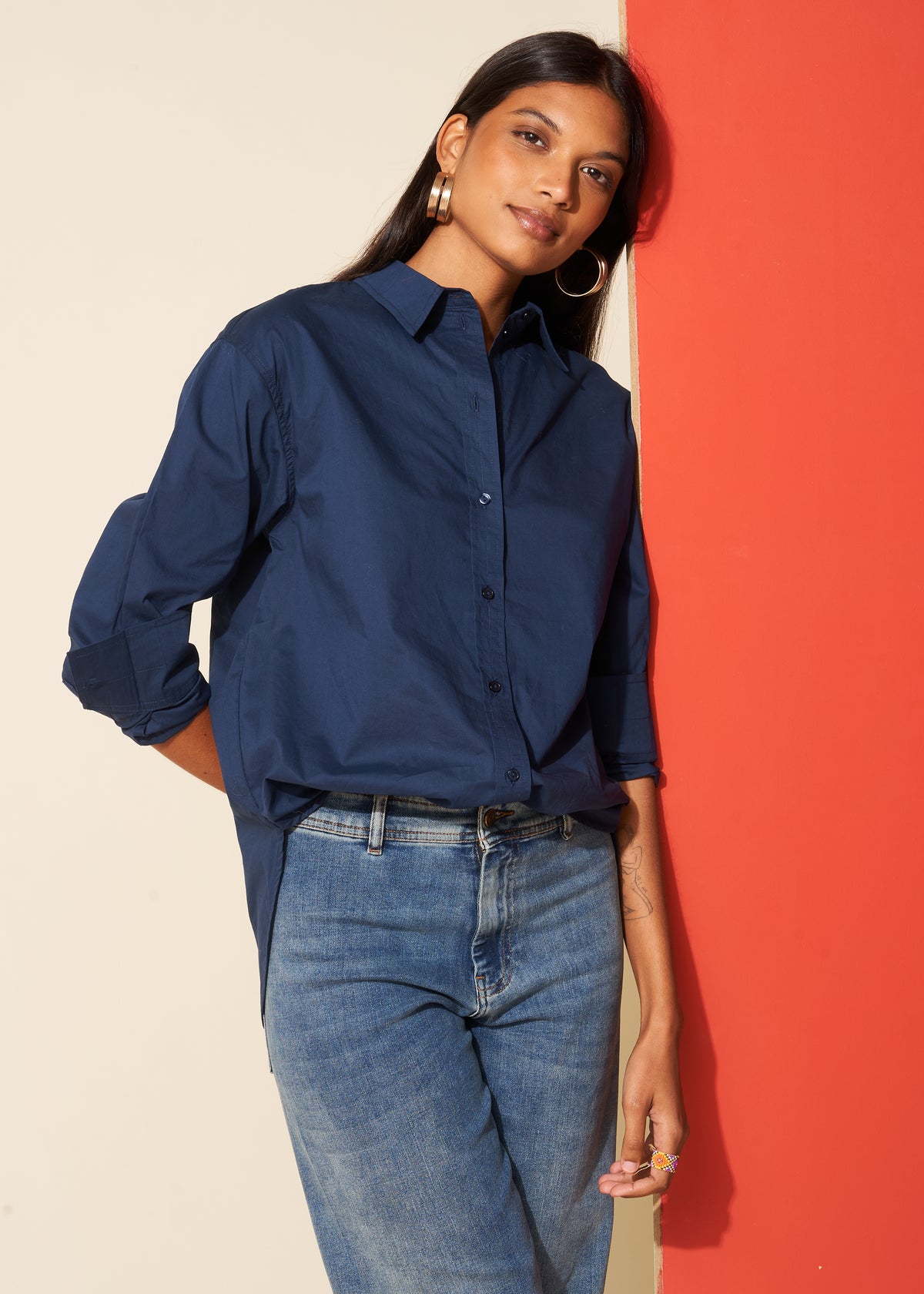 Loose cotton poplin shirt - Sud Express - 1 - Sud Express