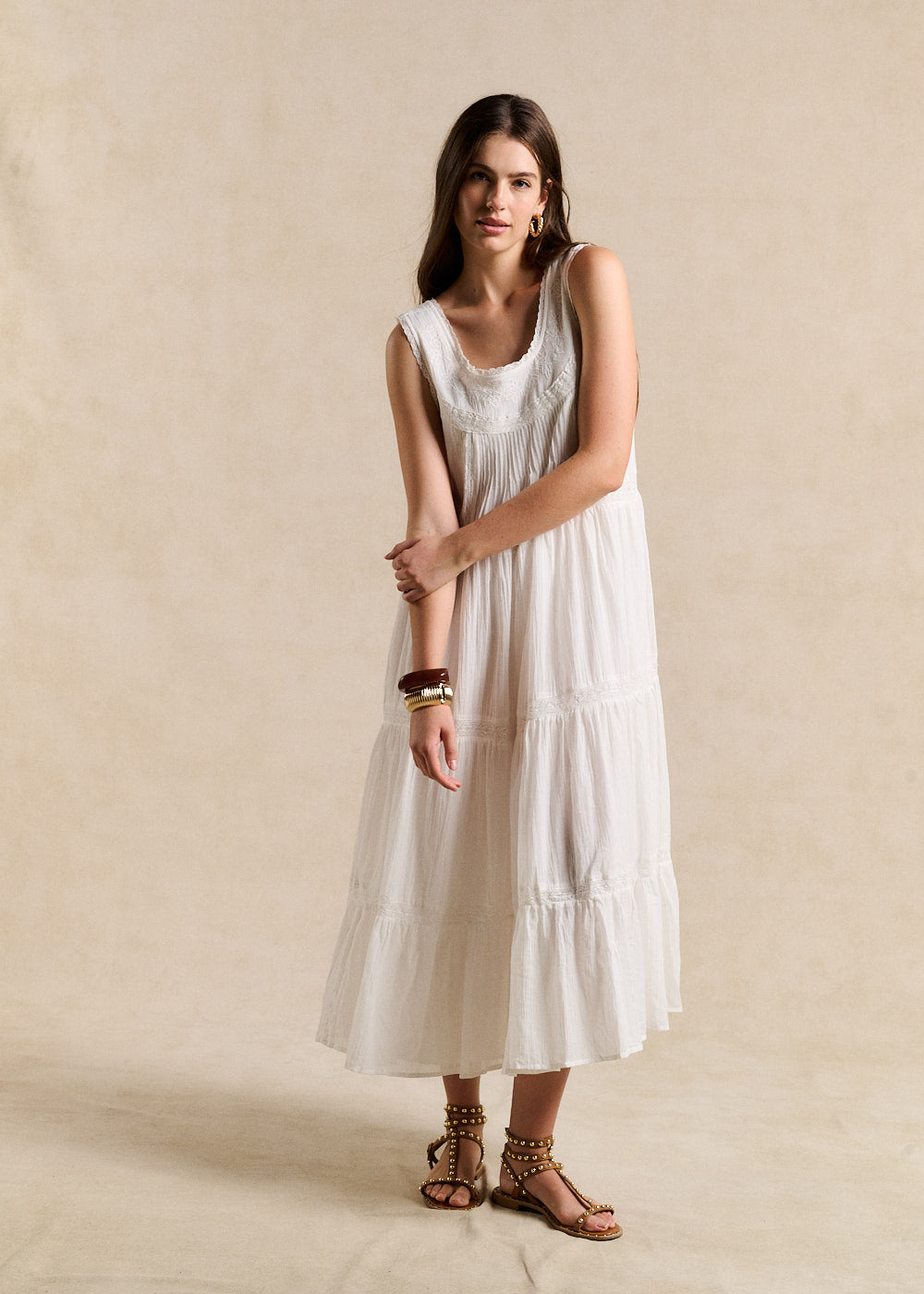 Long embroidered cotton dress - Sud Express - 5 - Sud Express