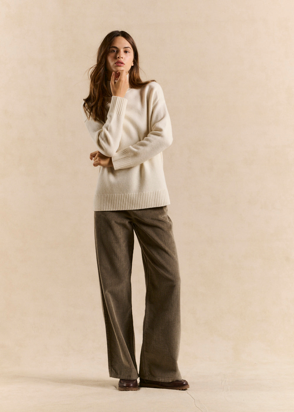 High-waisted cotton velvet wide-leg trousers - Sud Express