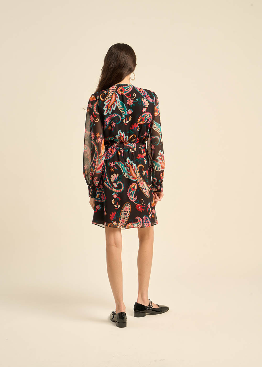 Printed V-neck short dress - Sud Express - 3 - Sud Express