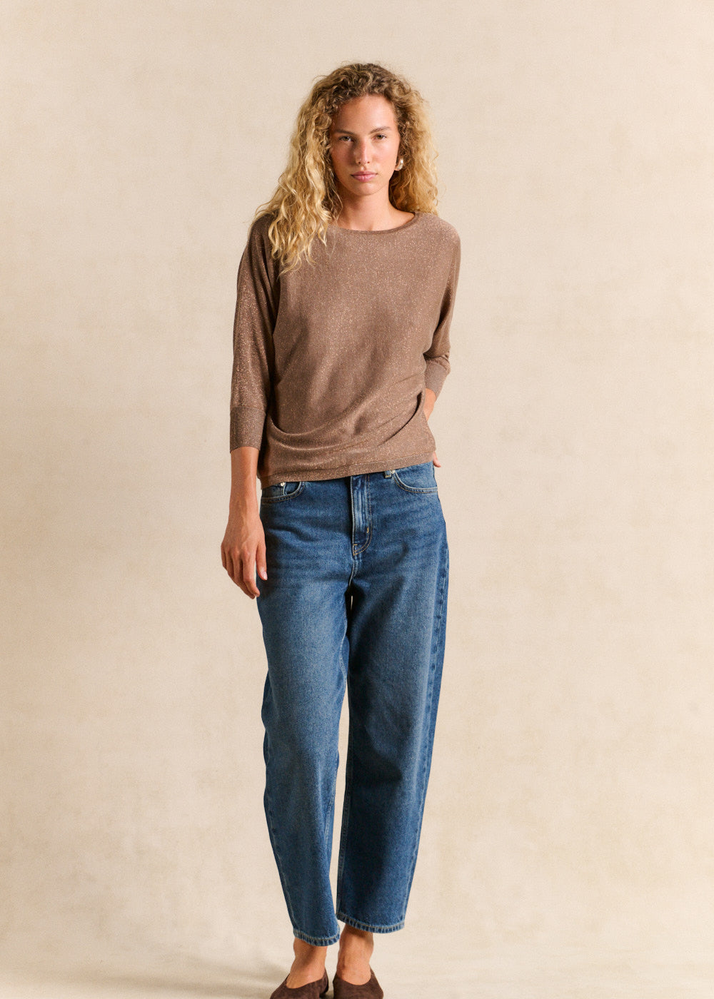 Round neck jumper with metallic fibres - Sud Express - 5 - Sud Express