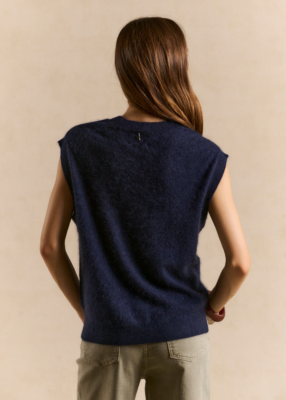 Loose sleeveless sweater in wool and cashmere - Sud Express - 3 - Sud Express