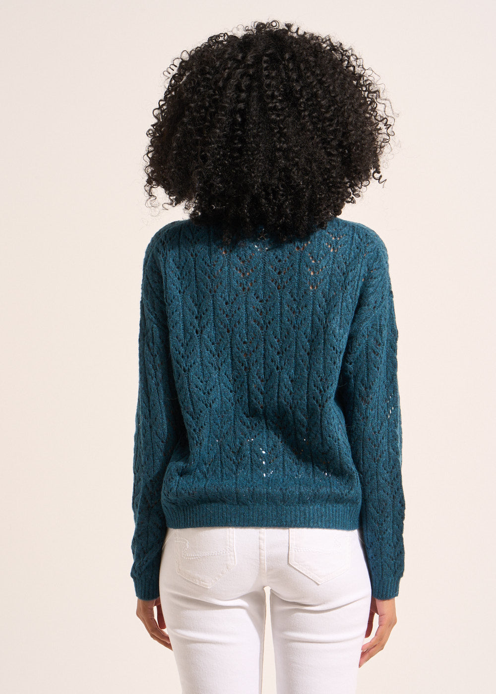 Round-neck jumper with openwork lace stitching - Sud Express - 3 - Sud Express