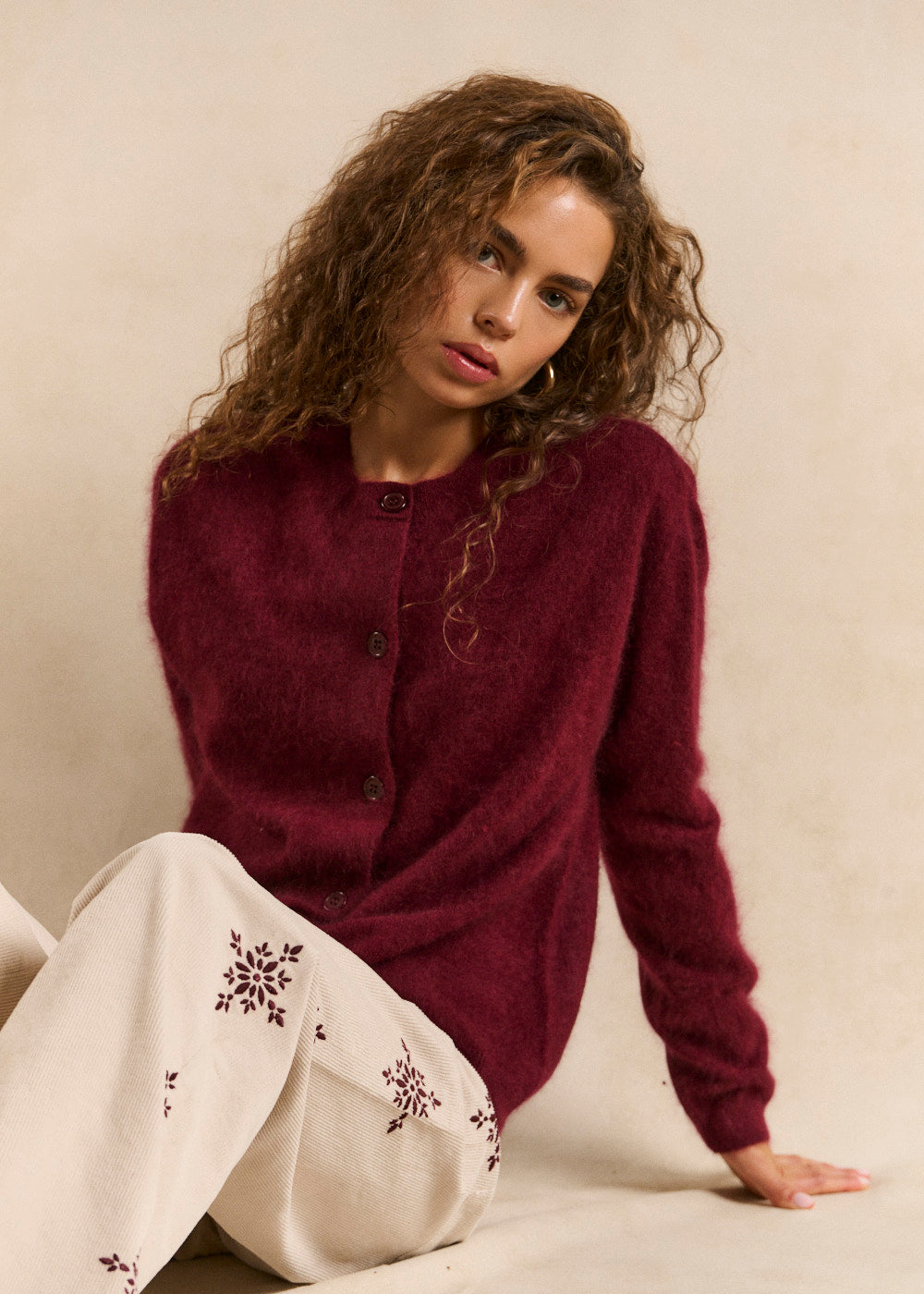 Loose round-neck vest in brushed wool and cashmere - Sud Express - 1 - Sud Express