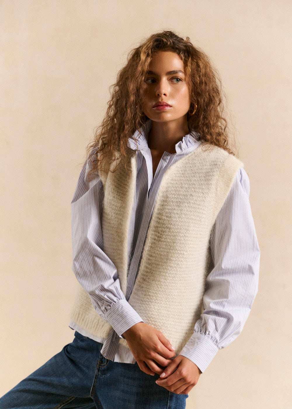 Cardigan sleeveless shorts in mohair - Sud Express - 5 - Sud Express