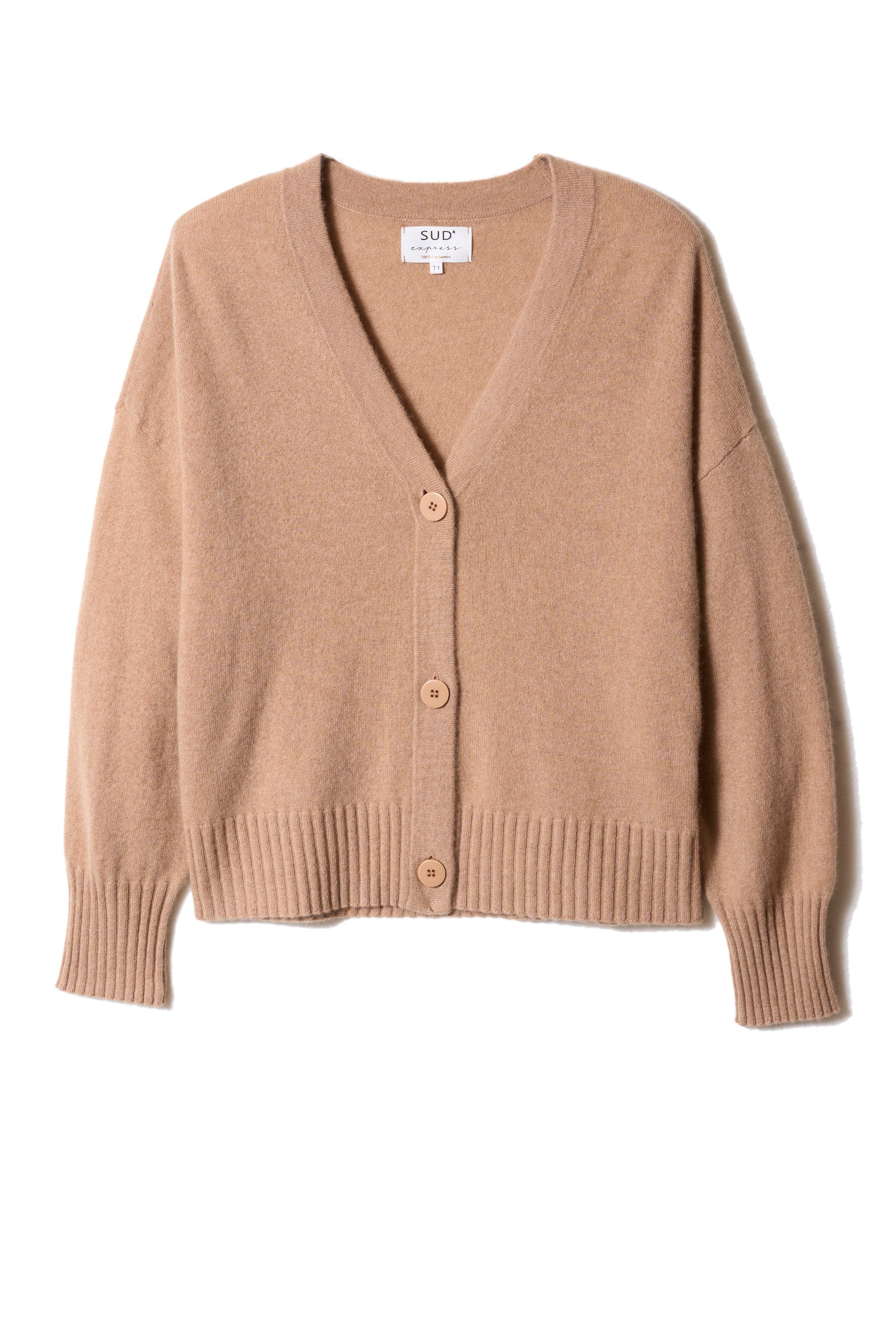 Loose-fitting cashmere V-neck cardigan - Sud Express - 6 - Sud Express