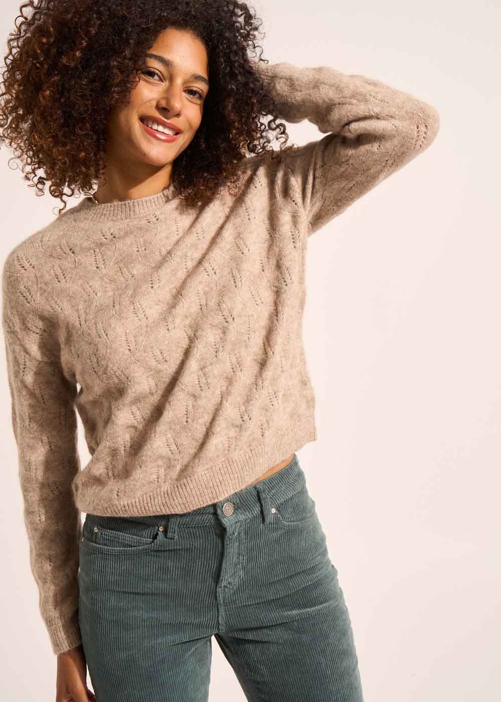 Round neck jumper with a pattern of dots - Sud Express - 1 - Sud Express