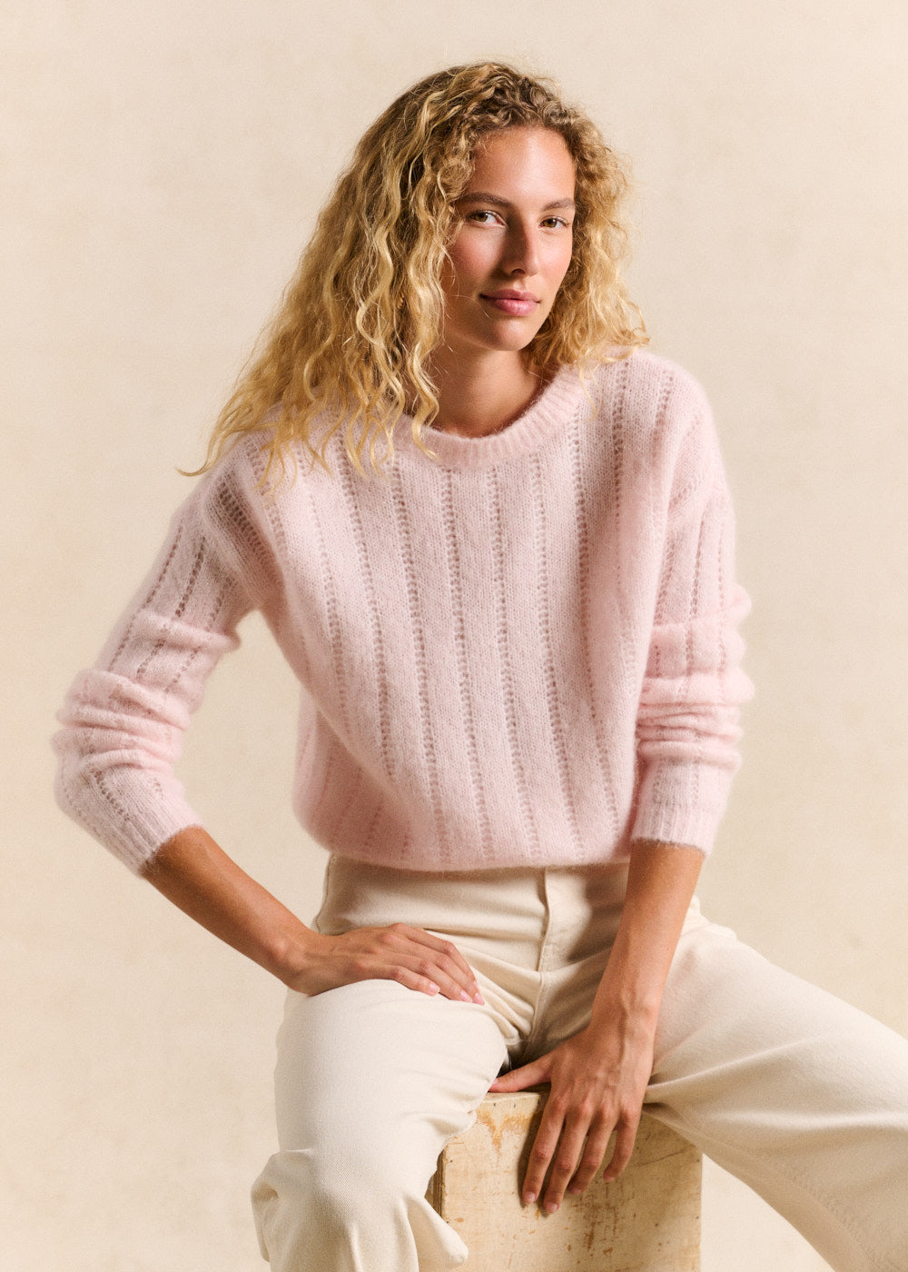Openwork-knit round-neck jumper - Sud Express - 1 - Sud Express