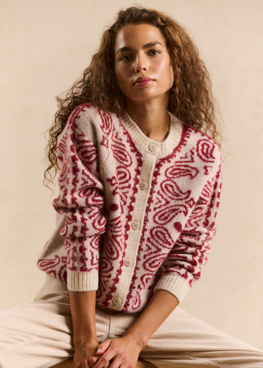 GUSHMY Bandana-pattern jacquard knit cardigan - 4 - Sud Express - Sud Express