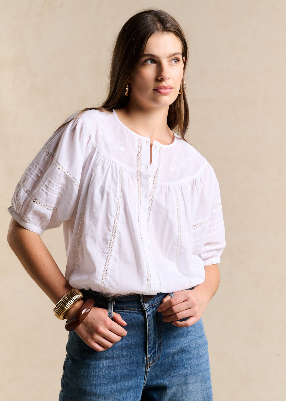 Embroidered Cotton Blouse - Sud Express - 5 - Sud Express