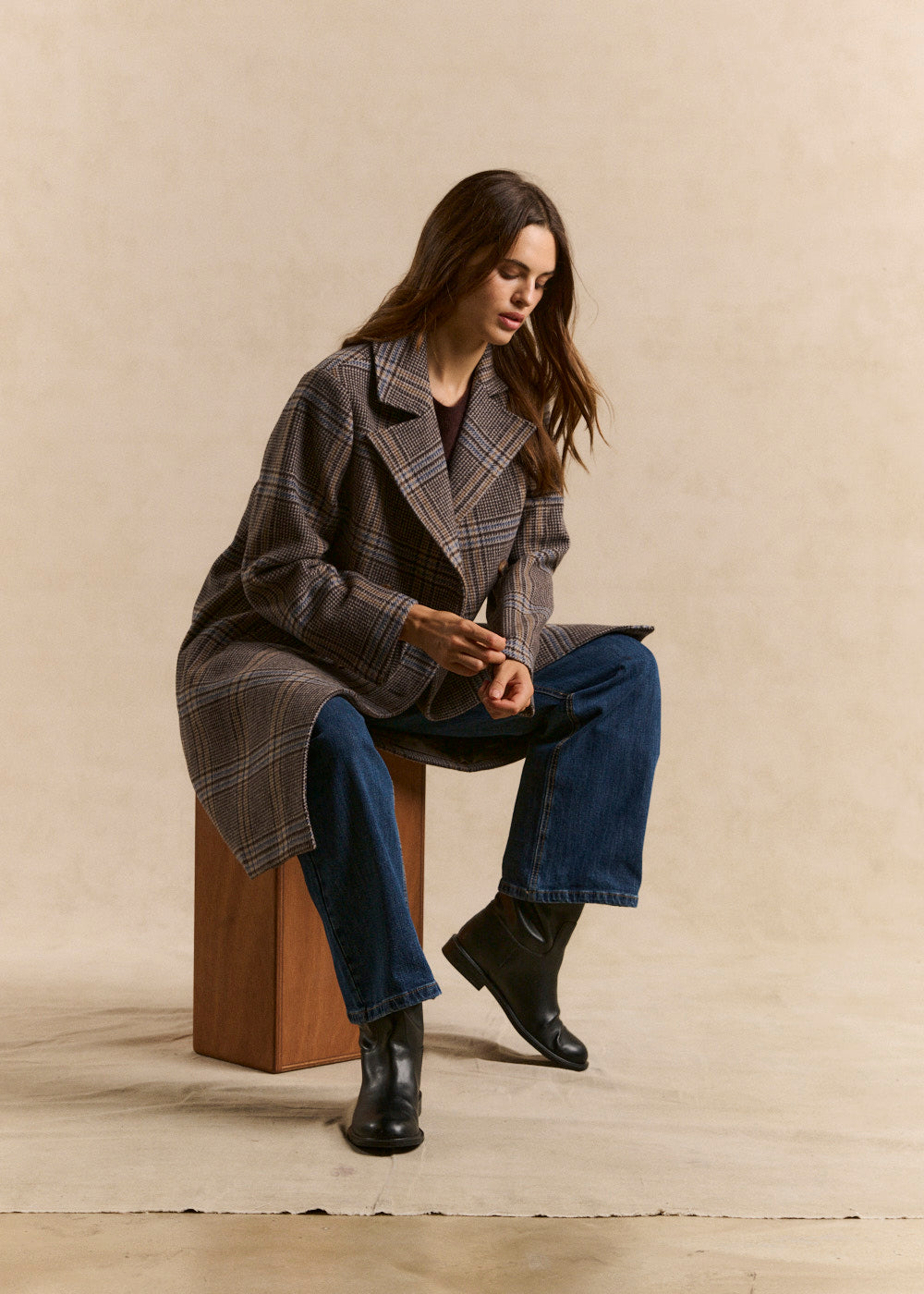 Long checkered coat - Sud Express - 1 - Sud Express