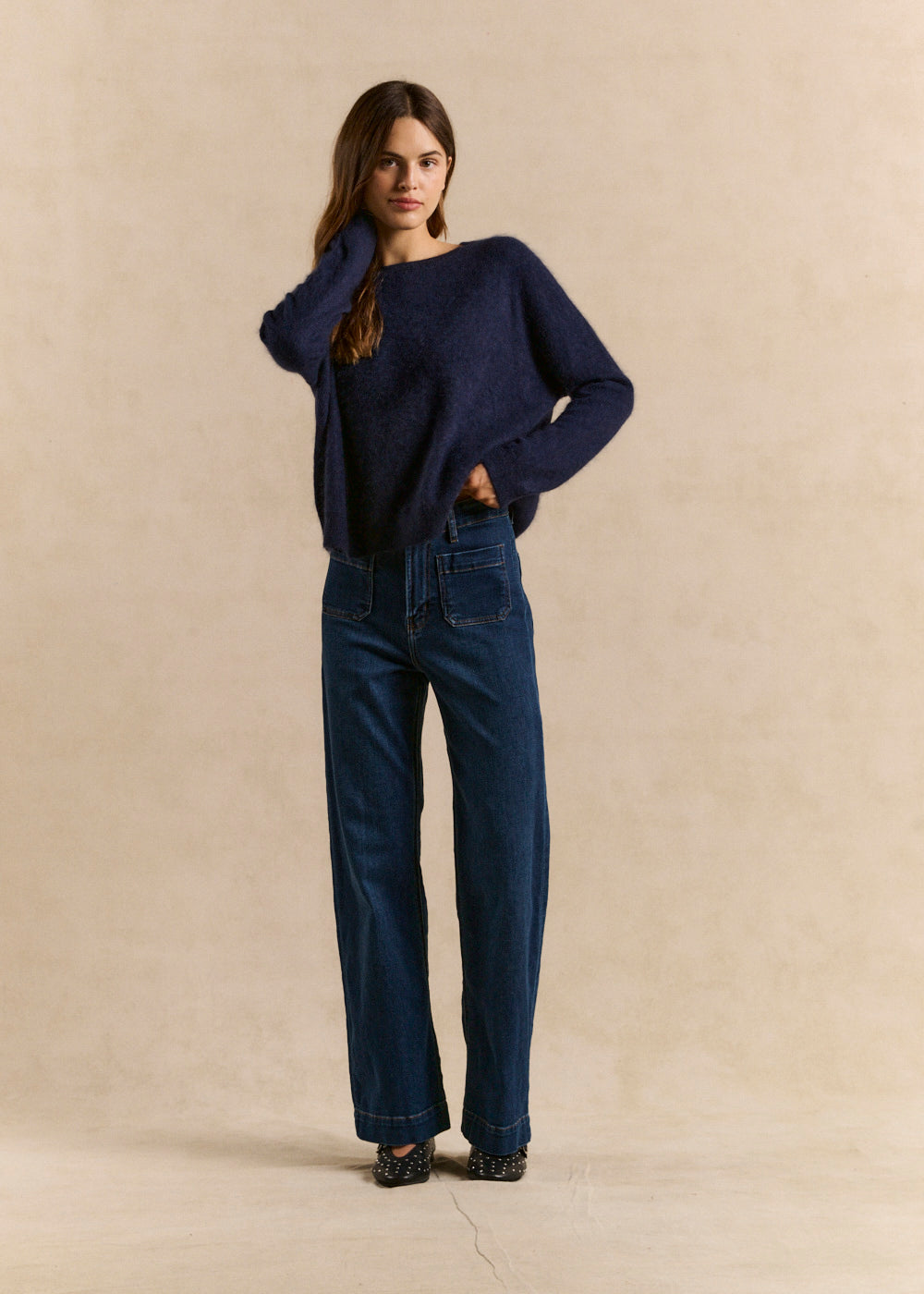 STACY  Wide-leg jeans with cuffs and high waist - 1 - Sud Express - Sud Express