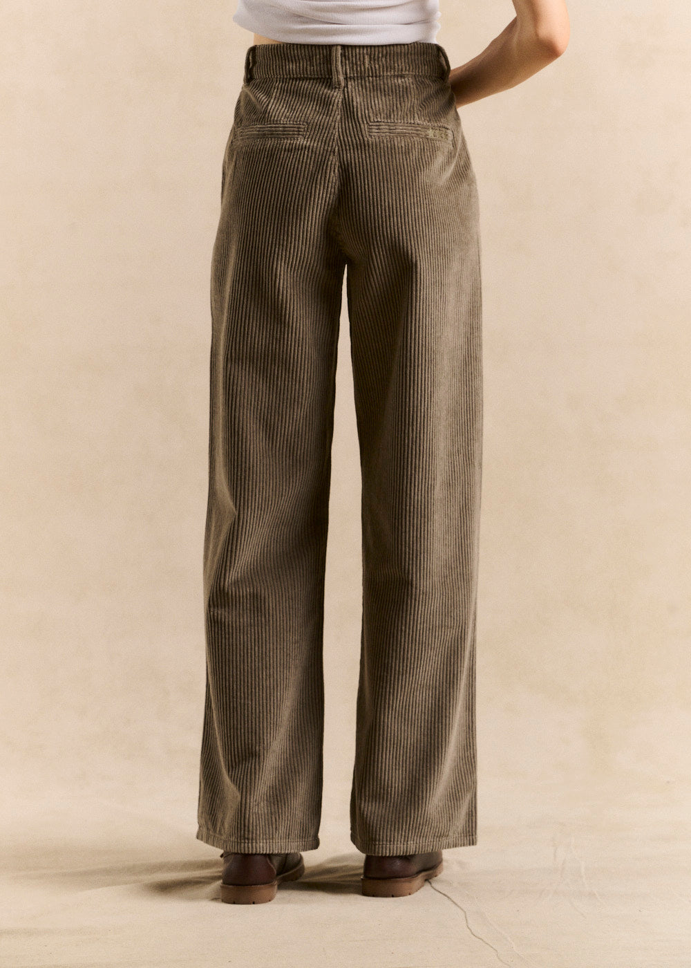 High-waisted cotton velvet wide-leg trousers - Sud Express - 3 - Sud Express