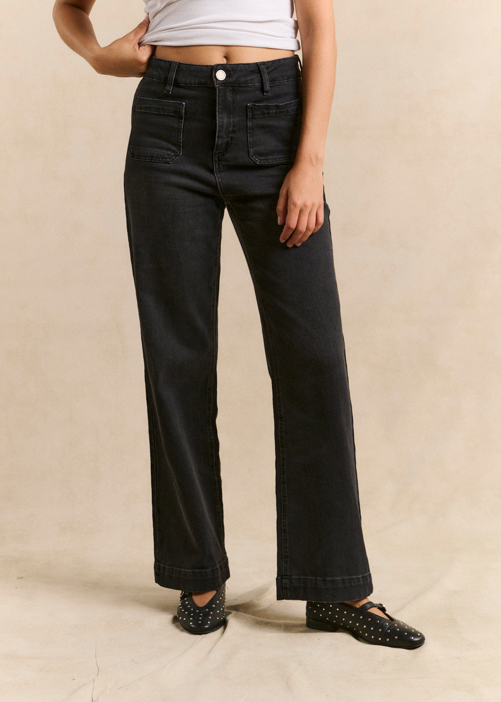 STACY High-waisted, wide-leg jeans with turn-ups - 2 - Sud Express - Sud Express