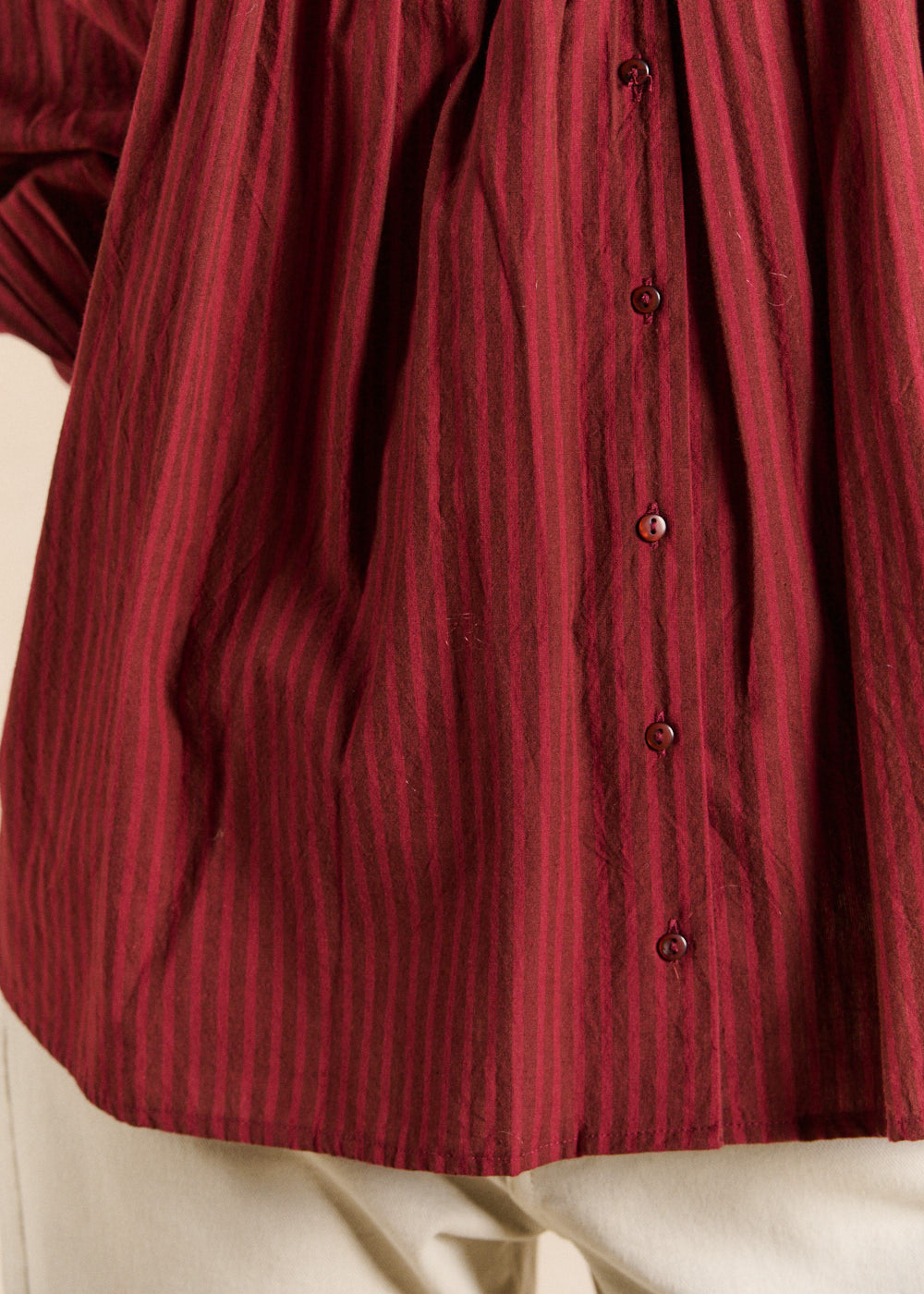 Striped shirt with smocking - Sud Express - 4 - Sud Express