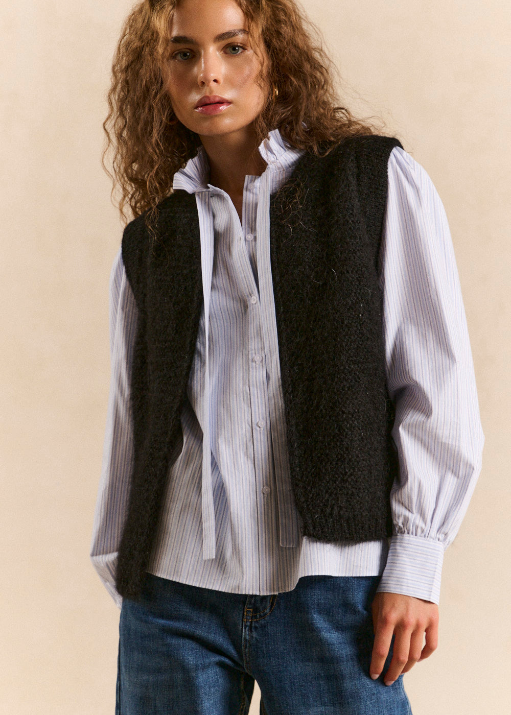 Cardigan sleeveless shorts in mohair - Sud Express - 1 - Sud Express