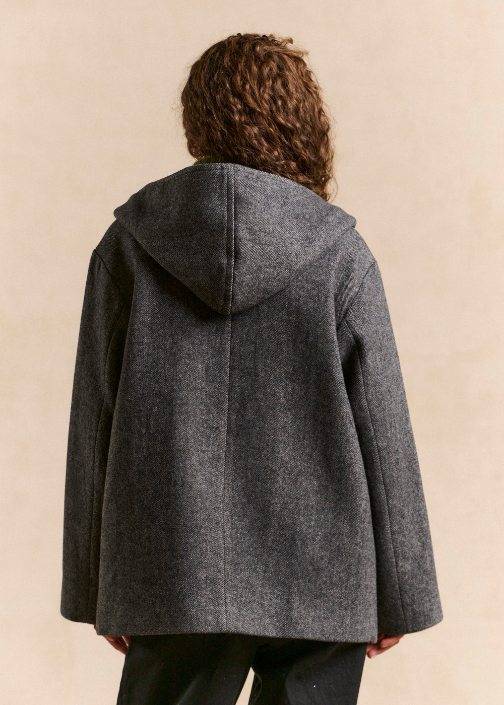 Hooded herringbone wool-blend coat - Sud Express - 3 - Sud Express