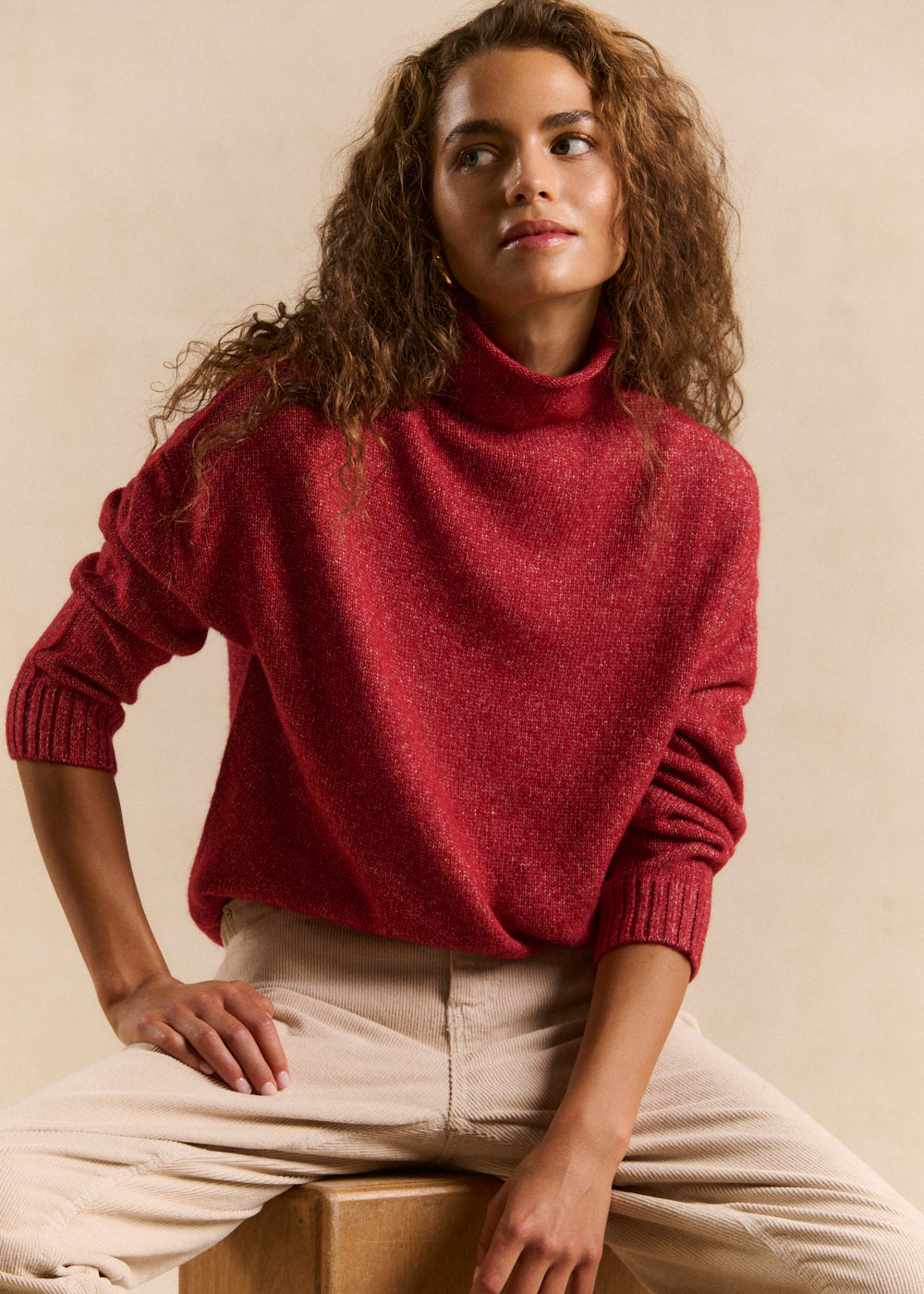 Sweater with a rolled-up high collar and long sleeves - Sud Express - 1 - Sud Express