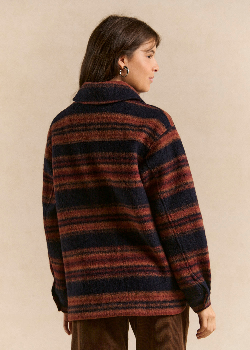 Striped wool-blend shirt jacket - Sud Express - 3 - Sud Express