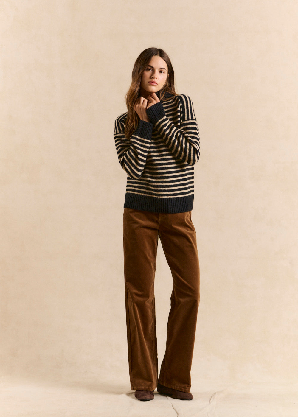 PANETI High-waisted straight corduroy pants - 2 - Sud Express - Sud Express