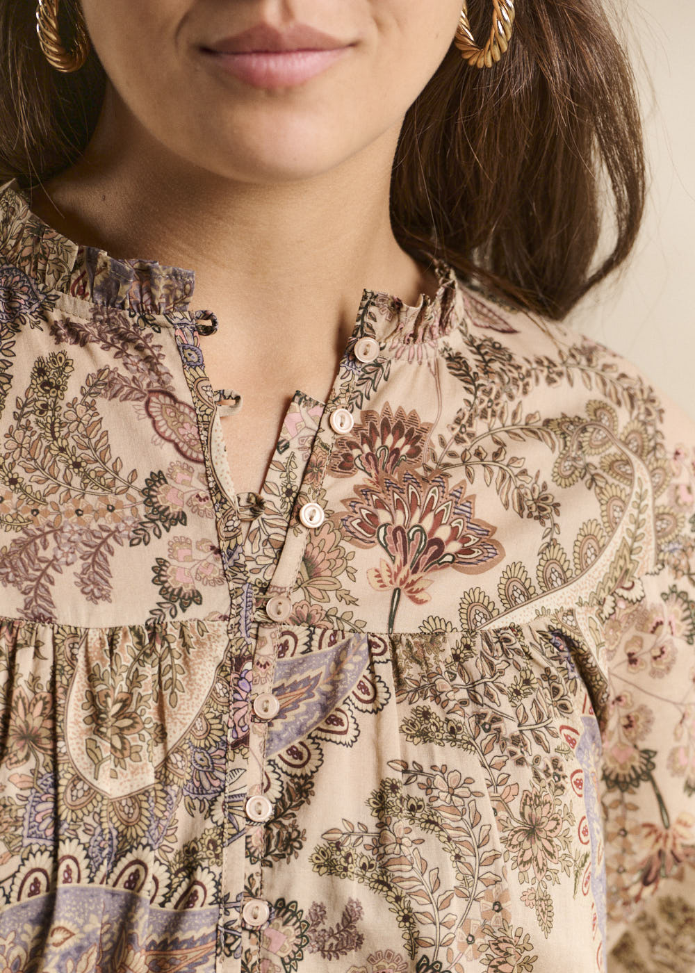 Floral print cotton blouse - Sud Express - 2 - Sud Express