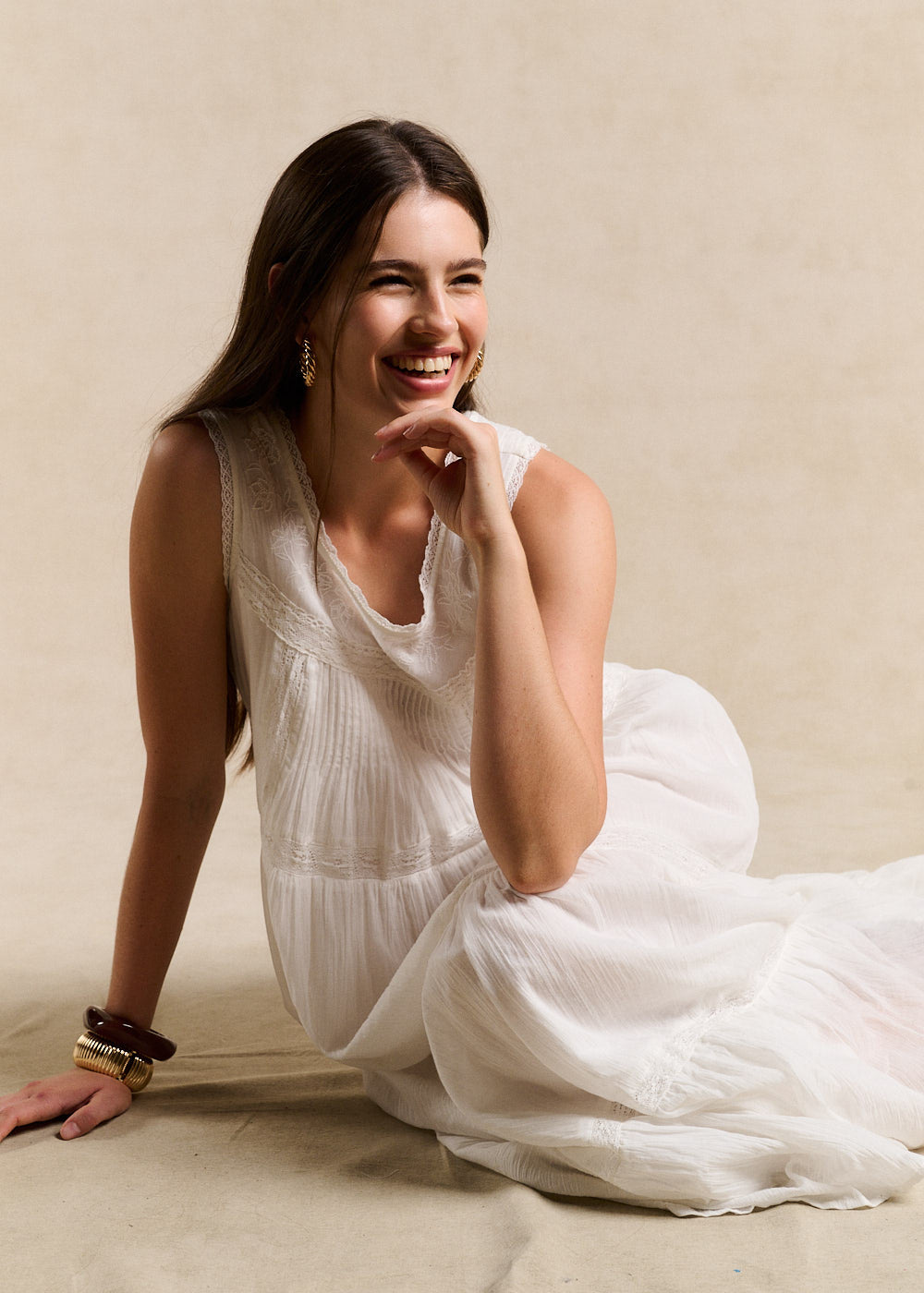 Long embroidered cotton dress - Sud Express - 4 - Sud Express
