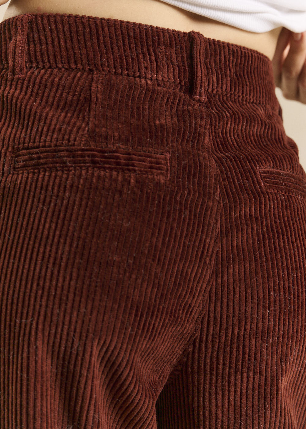 High-waisted cotton velvet wide-leg trousers - Sud Express - 5 - Sud Express
