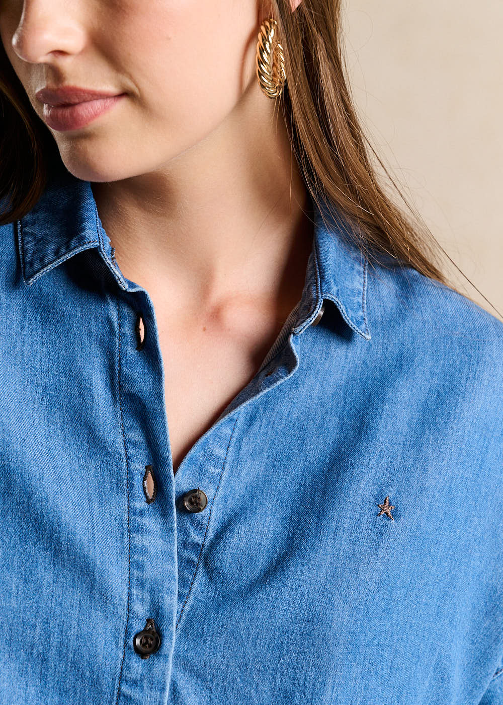 Loose-fit denim-effect lyocell shirt - Sud Express - 2 - Sud Express