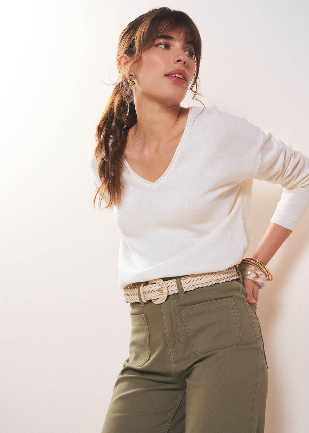Oversized fine knit V-neck jumper - Sud Express - 5 - Sud Express