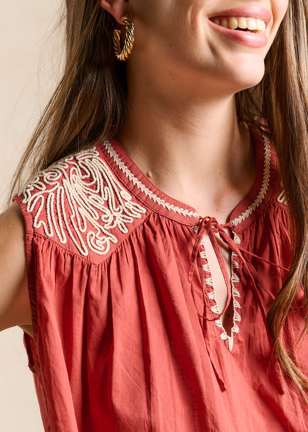 TOBANA Embroidered Cotton Voile Top - 2 - Sud Express - Sud Express