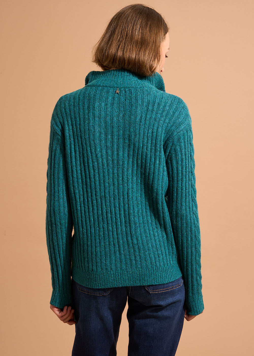 Long-sleeved zip-up trucker-neck jumper - Sud Express - 3 - Sud Express