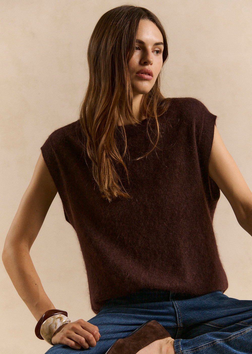 Loose sleeveless sweater in wool and cashmere - Sud Express - 1 - Sud Express