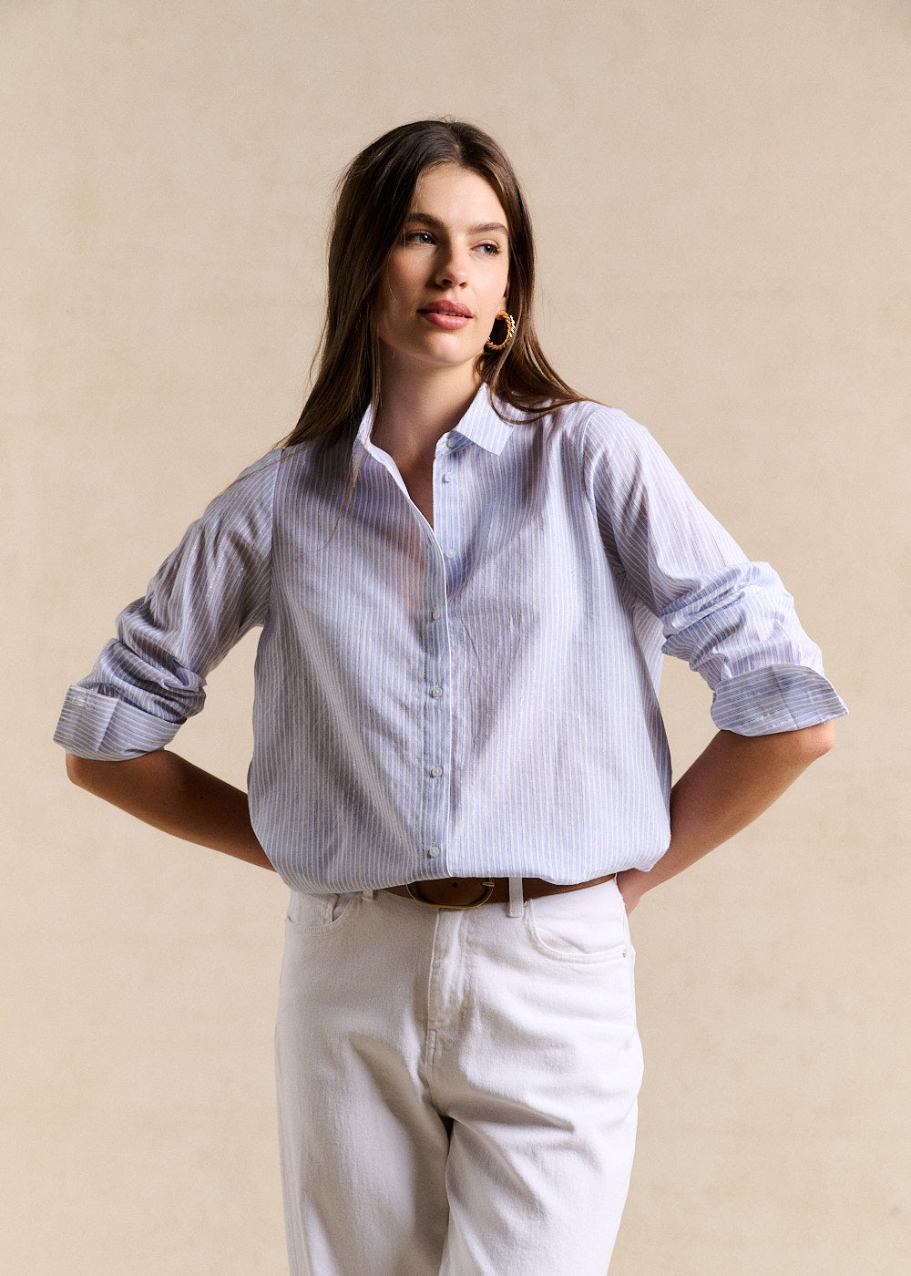 Straight shirt with delicate stripes - Sud Express - 1 - Sud Express