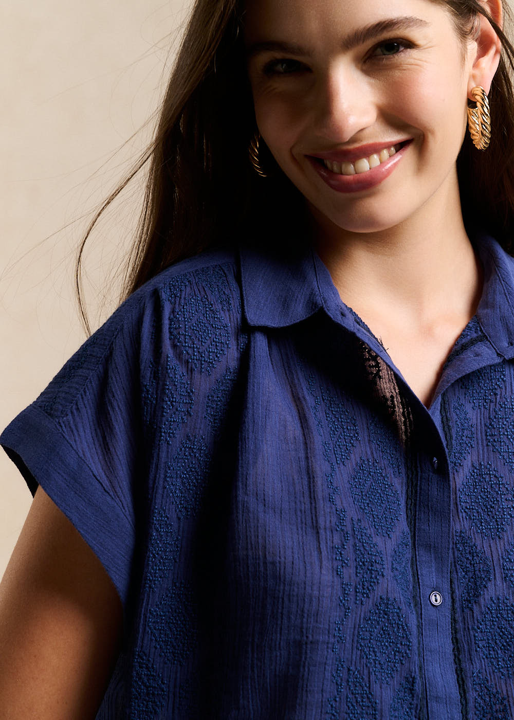 Embroidered Cotton Blouse - Sud Express - 2 - Sud Express