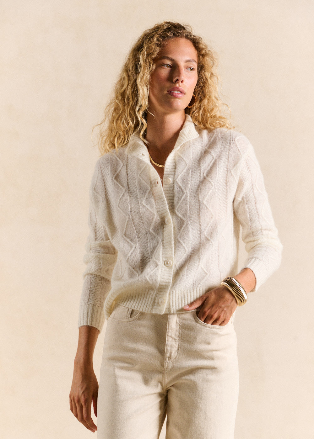 Herringbone-knit waistcoat - Sud Express - 4 - Sud Express